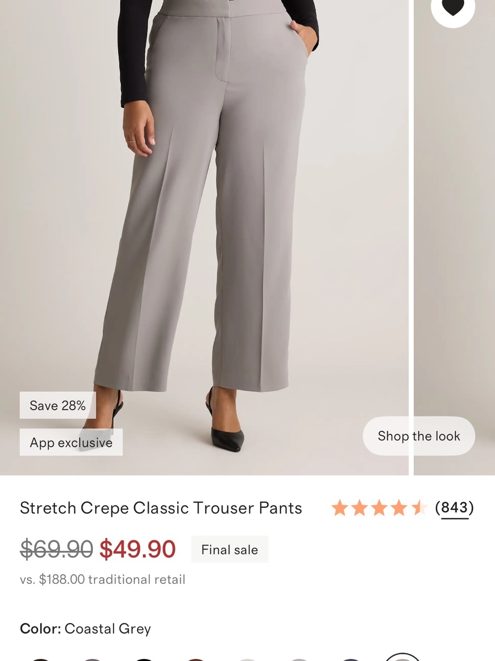 Quince Stretch Crepe Trousers in Coastal Grey